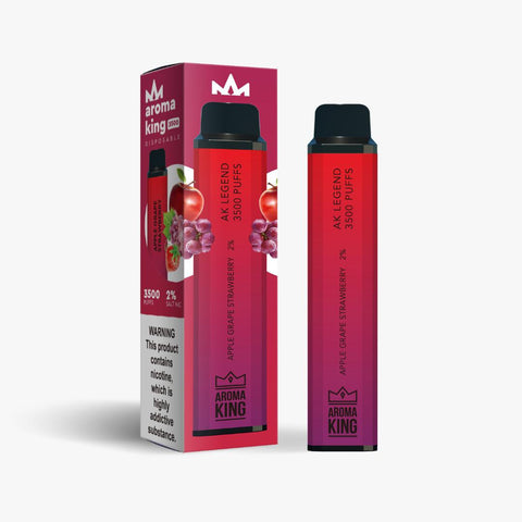 Aroma King 3500 Disposable Vape Pod (Box of 10) - Apple Grape Strawberry -Vape Puff Disposable