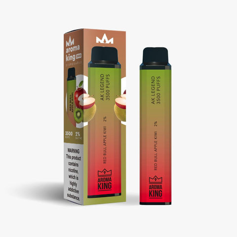 Aroma King 3500 Disposable Vape Pod (Box of 10) - Red Bull Apple Kiwi -Vape Puff Disposable