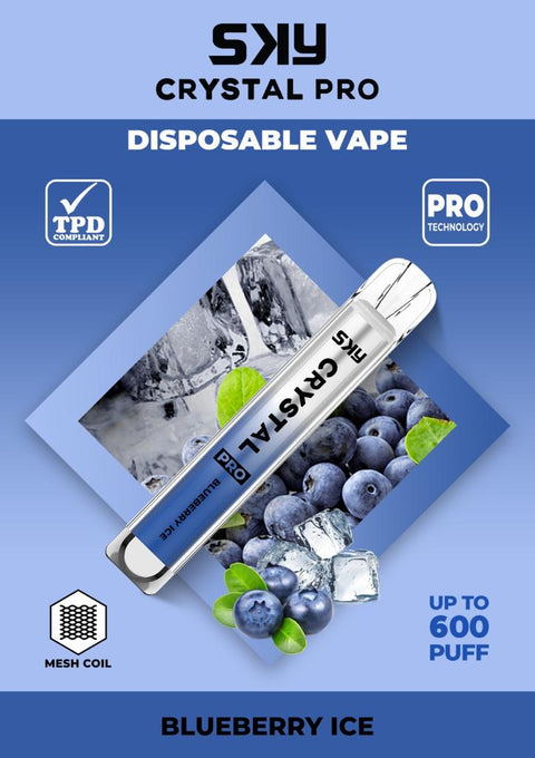 Sky Crystal Pro Bar 600 Disposable Vape Pod (Box of 10) -Vape Puff Disposable