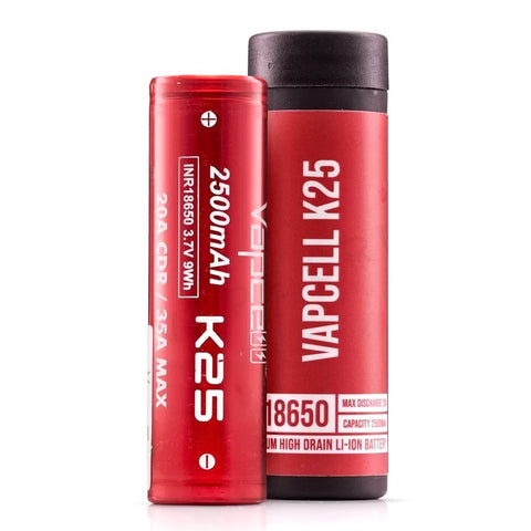 Vapcell K25 18650 Rechargeable Vape Battery - 2500mAh 20A -Vape Puff Disposable